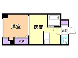ルナハイツ南8条 1DKの間取図画像