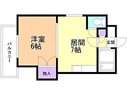 札幌JOW2ビル 1DKの間取図画像