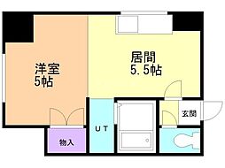 リラホワイト 1DKの間取図画像