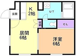 ノヴァ宮の森 1LDKの間取図画像