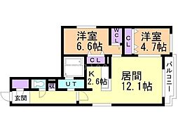 ChateauLife近代美術館前1 2LDKの間取図画像