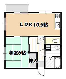 ハウスイースト 1LDKの間取図画像