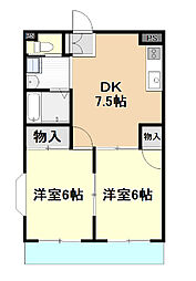 プログレス高坂 2DKの間取図画像