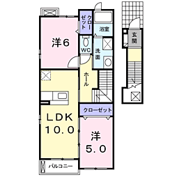 ラフルール 2LDKの間取図画像