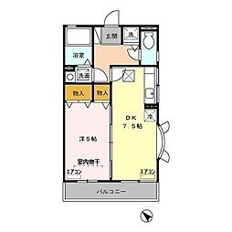 ハイム九曜2 1DKの間取図画像