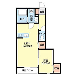 幸町(2026)新築アパート 1LDKの間取図画像