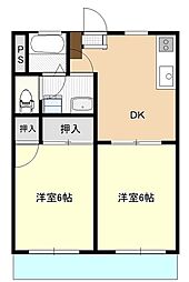 若松ハイツ 2DKの間取図画像