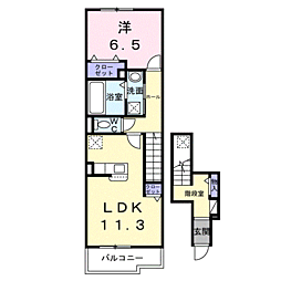 プラシードII 1LDKの間取図画像