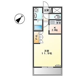 エスポアール ワンルームの間取図画像