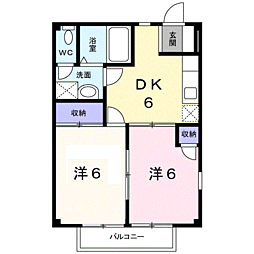 エクセランS 2DKの間取図画像