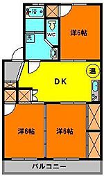 サンライズ高陽 3DKの間取図画像