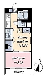目黒小山マンション 1DKの間取図画像