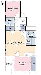 セントラル狸穴 2LDKの間取図画像