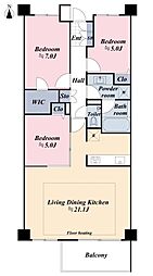 オープンレジデンシア広尾2 3LDKの間取図画像