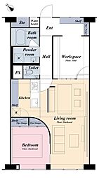 門前仲町スカイハイツ 1SLDKの間取図画像