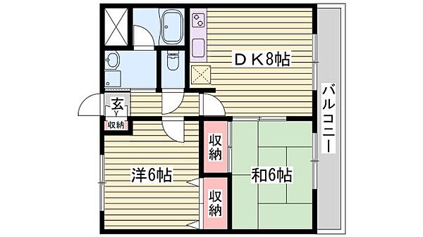 下野田マンションISSEI ｜兵庫県姫路市飾磨区下野田4丁目(賃貸アパート2DK・3階・50.00㎡)の写真 その2