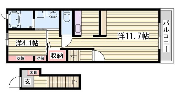 エル　メーム ｜兵庫県姫路市飾磨区蓼野町(賃貸アパート1LDK・2階・40.09㎡)の写真 その2