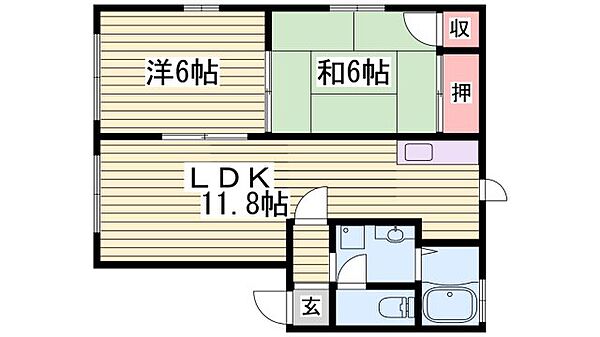 フレグランス小川Ｂ ｜兵庫県姫路市花田町小川(賃貸アパート2LDK・2階・50.78㎡)の写真 その2