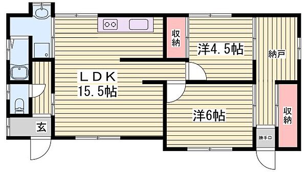 大道貸住宅 ｜兵庫県姫路市網干区津市場(賃貸一戸建2SLDK・1階・60.00㎡)の写真 その2