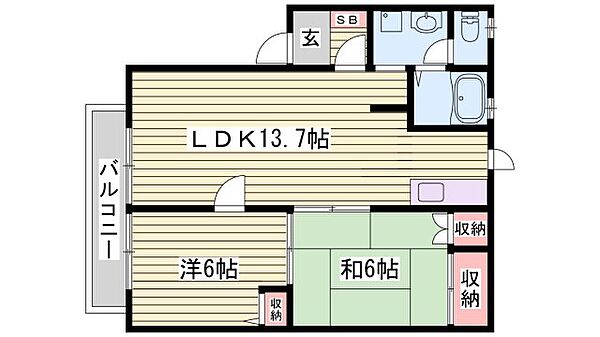 ＪＡハイツ谷川II ｜兵庫県姫路市勝原区熊見(賃貸アパート2LDK・2階・55.30㎡)の写真 その2