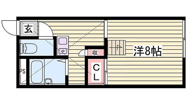 サニーフラット構 ｜兵庫県姫路市飾磨区構3丁目(賃貸アパート1K・2階・20.28㎡)の写真 その2