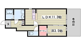 サンスーシ  ｜ 兵庫県姫路市土山7丁目（賃貸アパート1LDK・1階・41.08㎡） その2