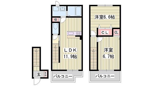 フィオレ・カーサ ｜兵庫県たつの市龍野町富永(賃貸アパート2LDK・2階・63.48㎡)の写真 その2