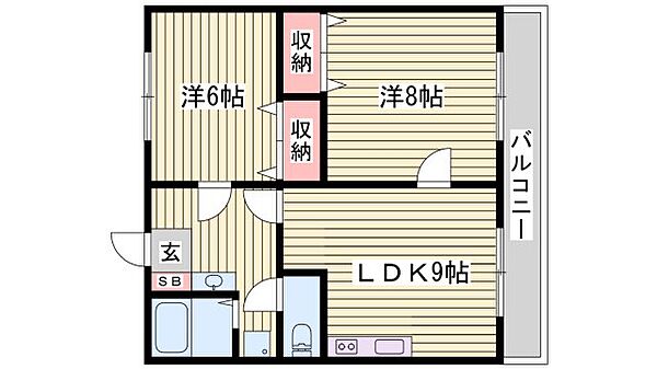 エイセイ坂出壱番館 ｜兵庫県姫路市網干区坂出(賃貸マンション2LDK・2階・52.99㎡)の写真 その2