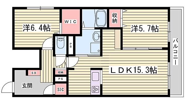 オカバ姫路青山シャーメゾン A棟 ｜兵庫県姫路市青山西1丁目(賃貸マンション2LDK・1階・67.83㎡)の写真 その2