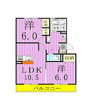 プリモ西白井D棟 205 ｜ 千葉県白井市冨士287-47（賃貸アパート2LDK・2階・54.23㎡） その2