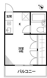 ブルージュ 1Kの間取図画像