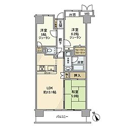 ディアハイム北松戸 3LDKの間取図画像