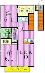 フェリース・パイン 2LDKの間取図画像