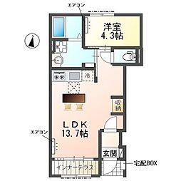 (仮称)野々下1丁目アパート 1LDKの間取図画像