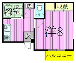 プチハイムレオ 1Kの間取図画像