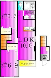 ソル.ヴェルジェ 2LDKの間取図画像