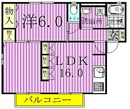 コンフォートB 1LDKの間取図画像