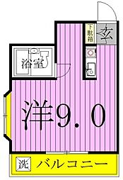 オークハイツ ワンルームの間取図画像
