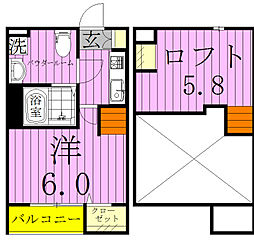 ルーチェ南流山 1Kの間取図画像