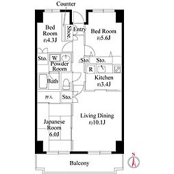 シャルネ95 3LDKの間取図画像