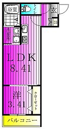 ベルシャンテ新松戸 1LDKの間取図画像