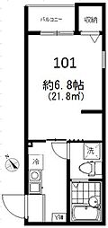 フォセット松戸・上本郷 1Kの間取図画像