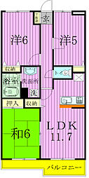 ソレイユ松戸 3LDKの間取図画像