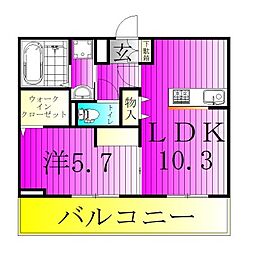 コットンフローラ 1LDKの間取図画像