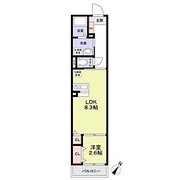 メグリオ新松戸 1LDKの間取図画像