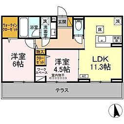 レクラン 2LDKの間取図画像