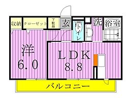 プランドール 1LDKの間取図画像