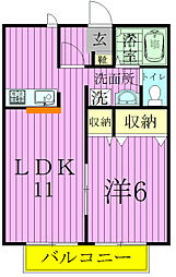 シャンスC棟 1LDKの間取図画像