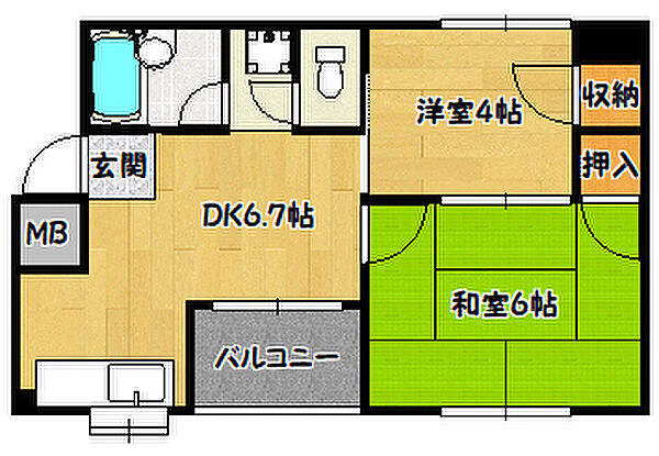 兵庫県神戸市兵庫区湊町３丁目(賃貸マンション2DK・3階・36.50㎡)の写真 その2