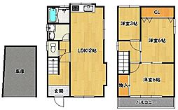 神鉄有馬線 谷上駅 徒歩6分の賃貸一戸建て 2階2SLDKの間取り